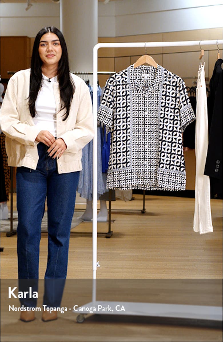 Prentice Regular Fit Geo Print Camp Shirt, sales video thumbnail