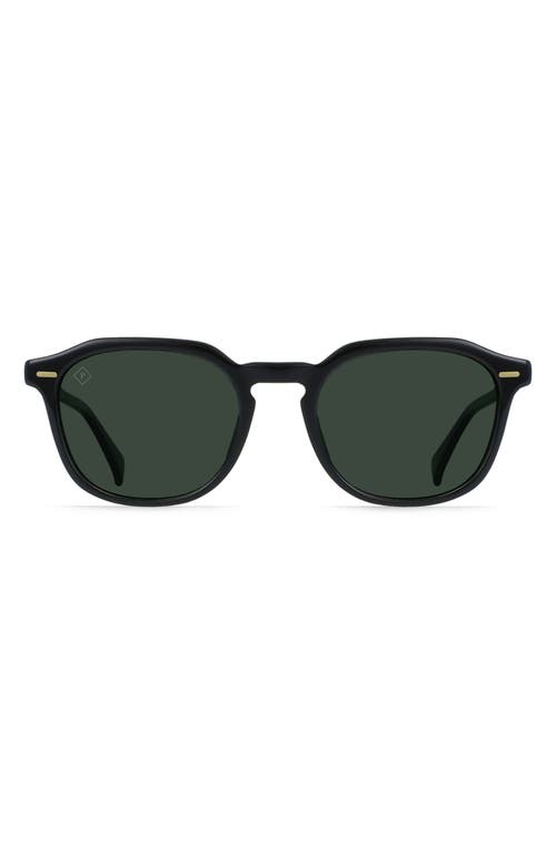 RAEN Clyve 52mm Polarized Round Sunglasses in Recycled Black/Green Polar 