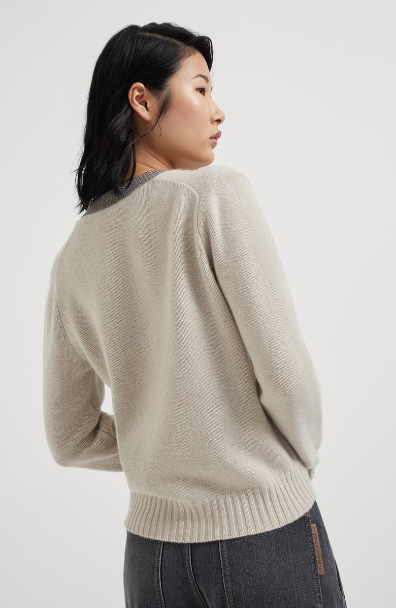 Brunello Cucinelli Cashmere sweater with precious ribbed neckline, Alternate, color, 