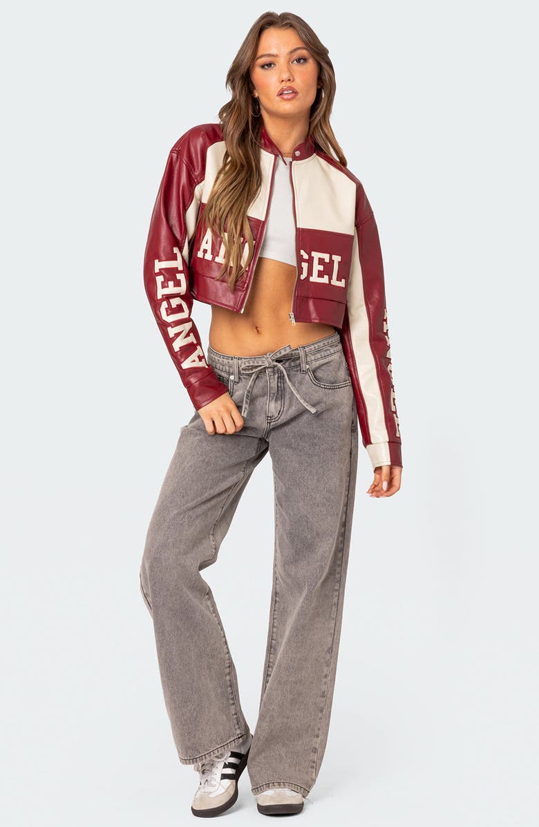 EDIKTED Tie Belt Low Rise Wide Leg Jeans, Alternate, color, Light-Gray