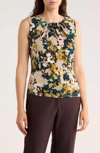 Calvin Klein Pleated Neck Sleeveless Top