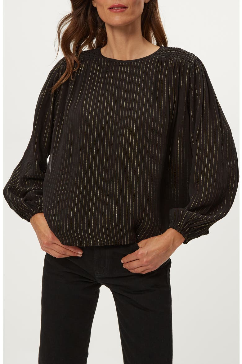 Dolly Metallic Stripe Top, Alternate, color, BLACK COMBO