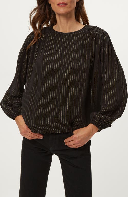 Michael Stars Dolly Metallic Stripe Top In Black Combo