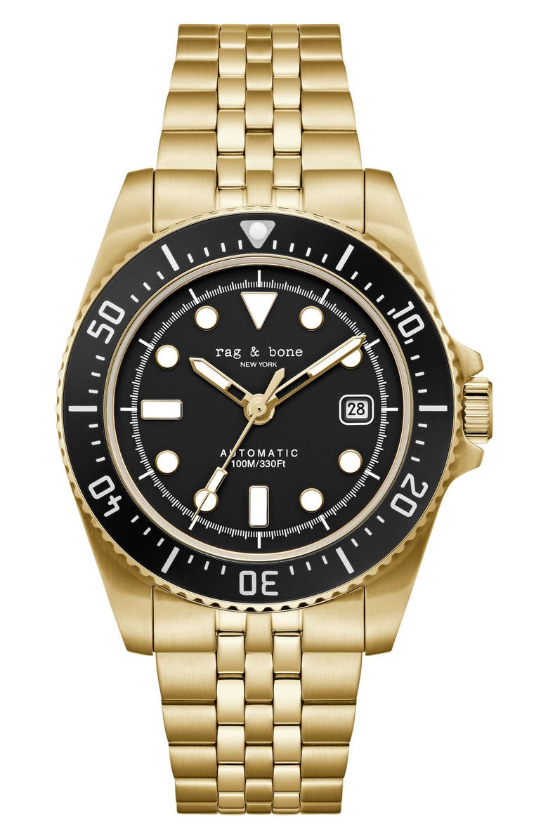rag & bone Rowan Automatic Bracelet Watch, 42mm, Main, color,