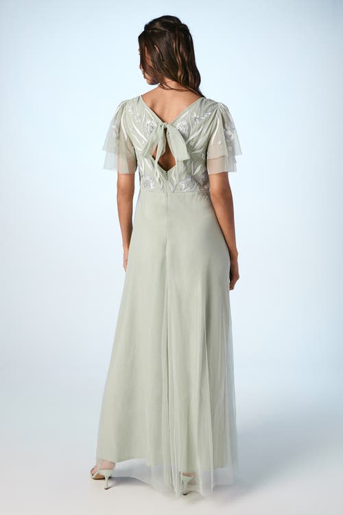 Coast Angel Sleeve Maxi Bridesmaids Dress In Gold