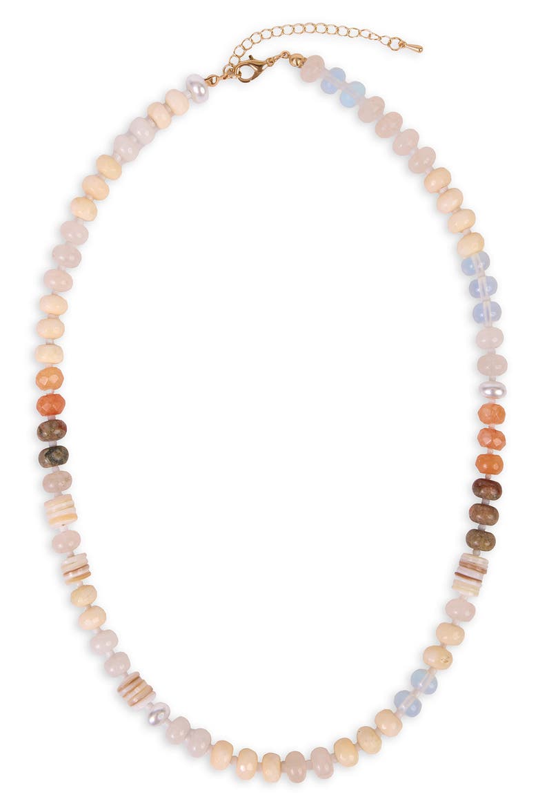 Mixed Bead Statement Necklace, Main, color, NATURAL
