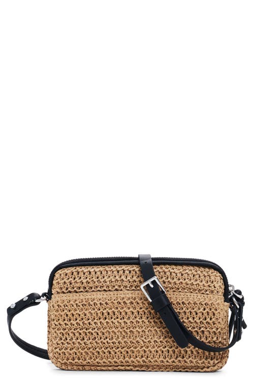 Desigual Others Straw Crossbody Bag In Dark Beige