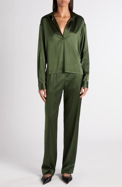 Tom Ford Stretch Silk Satin Pj Pants In Green