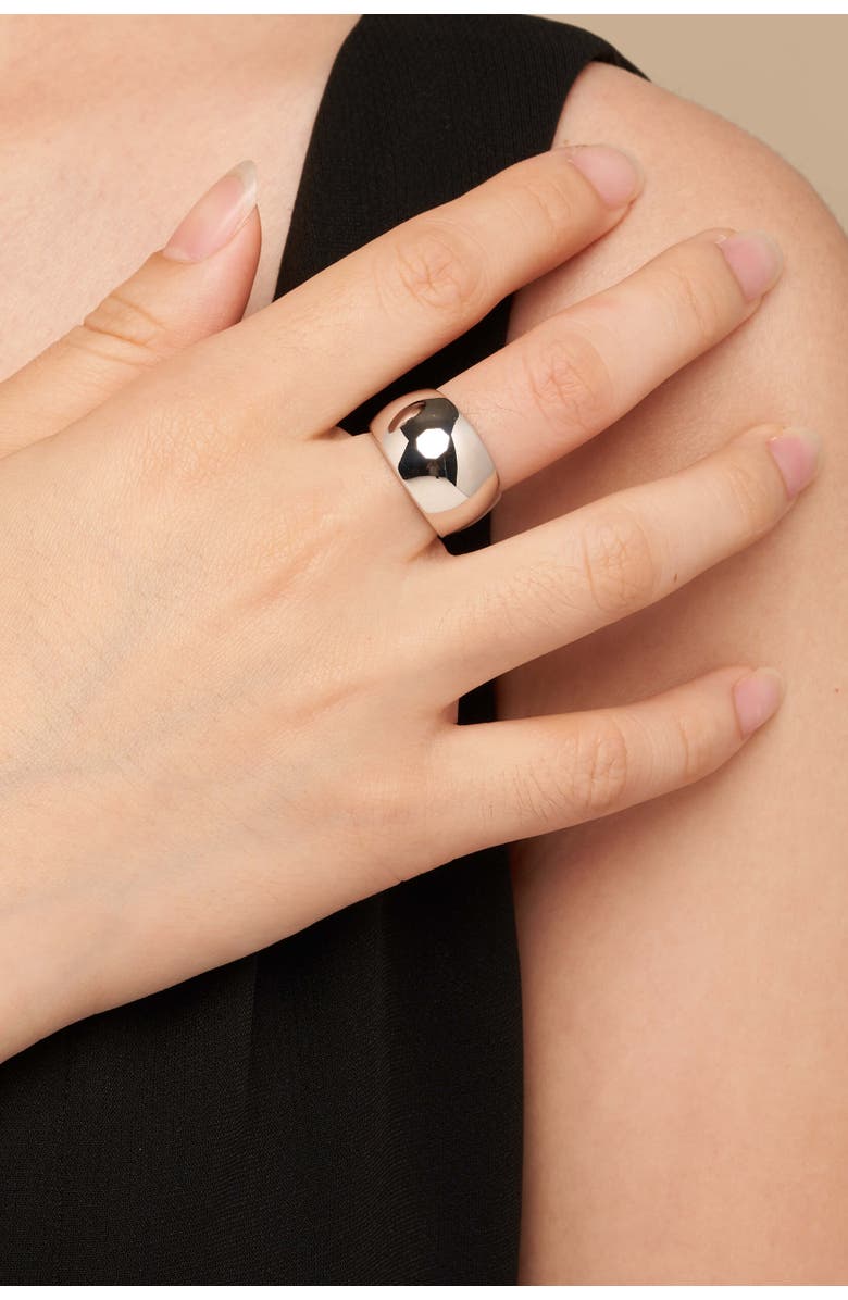 Oradina Sterling Silver Bold Wide Band Dome Ring, Alternate, color, Sterling Silver