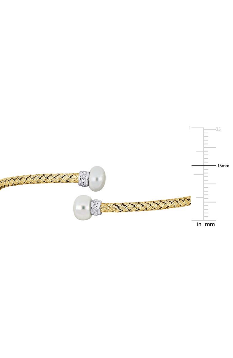DELMAR Cultured Freshwater Pearl & Cubic Zirconia Bypass Bracelet, Alternate, color, White