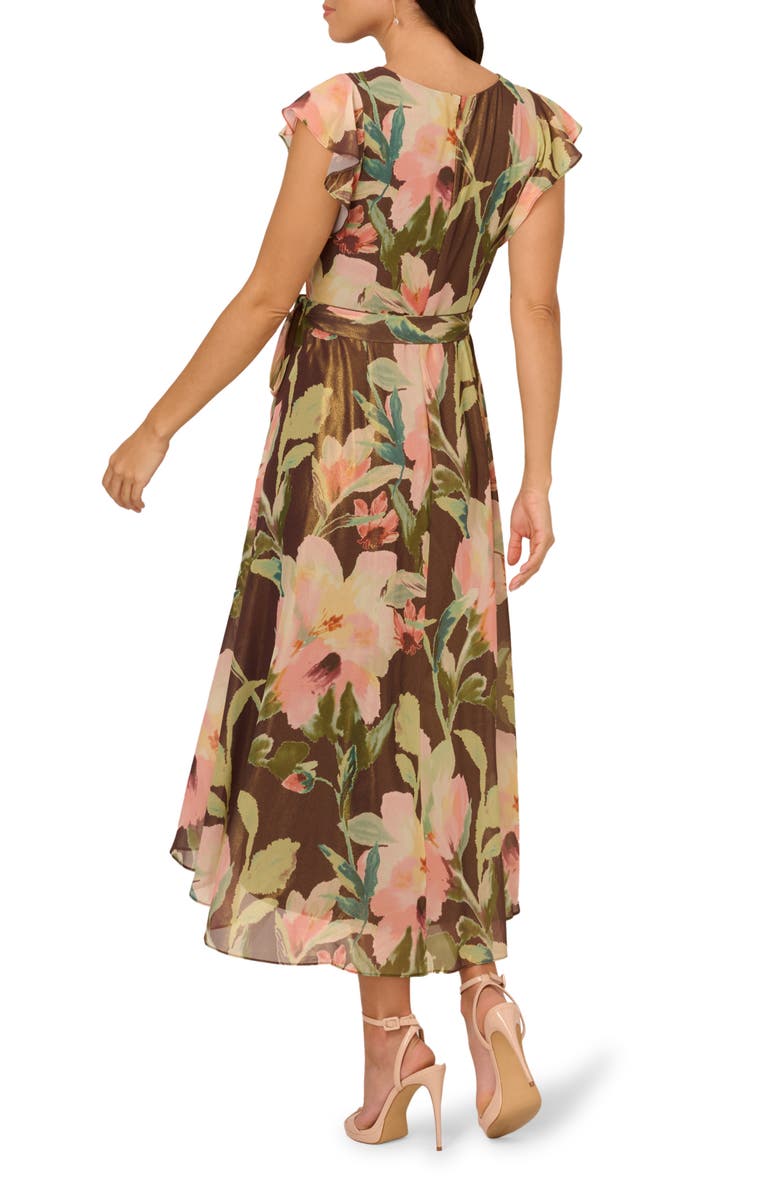 Adrianna Papell Floral High-Low Midi Dress, Alternate, color,