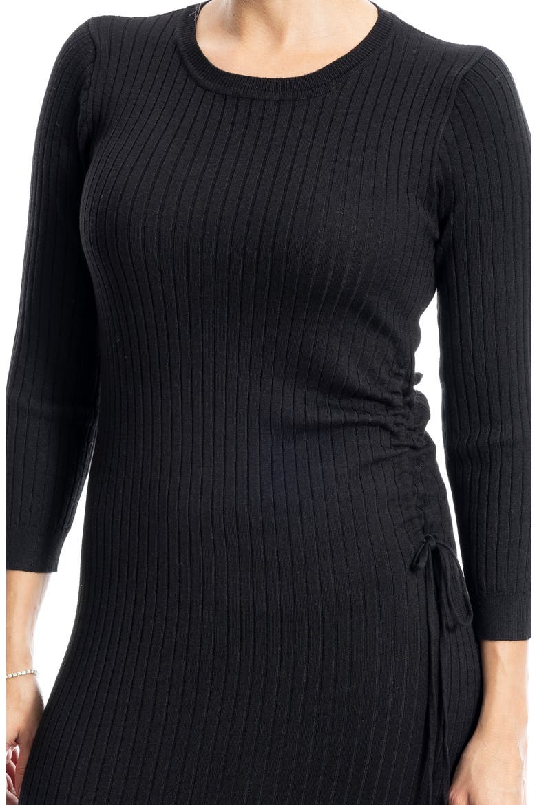 Ribbed Long Sleeve Sweater Dress, Alternate, color, BLACK-BLACK