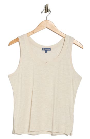 Democracy Notched Scoop Neck Tank Top In Neutral