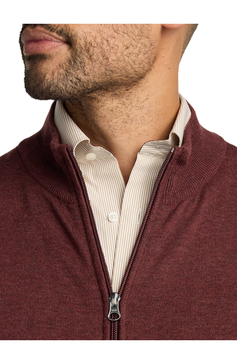 Paul Fredrick Cotton Full Zip Mock Neck Vest, Alternate, color, Burgundy
