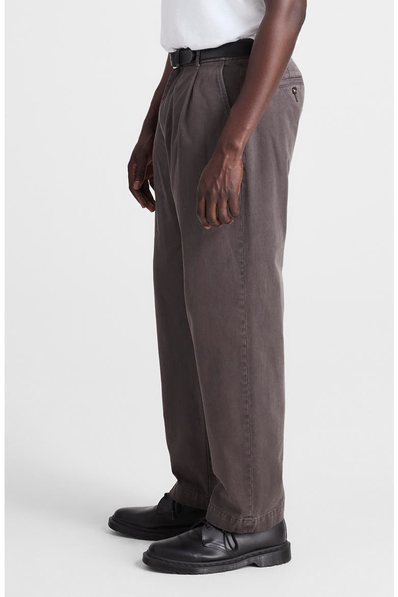 Pleated Cotton Twill Pants, Alternate, color, SOFT CHARCOAL