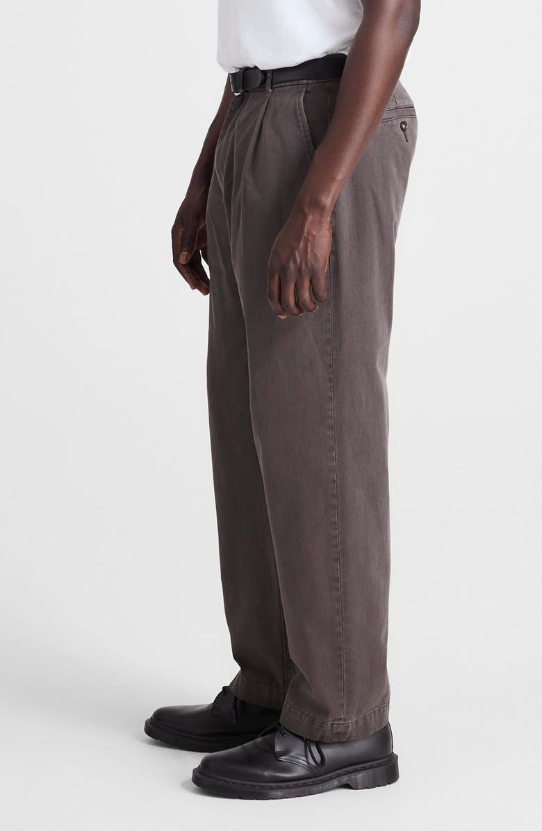 Madewell Pleated Cotton Twill Pants, Alternate, color, Soft Charcoal