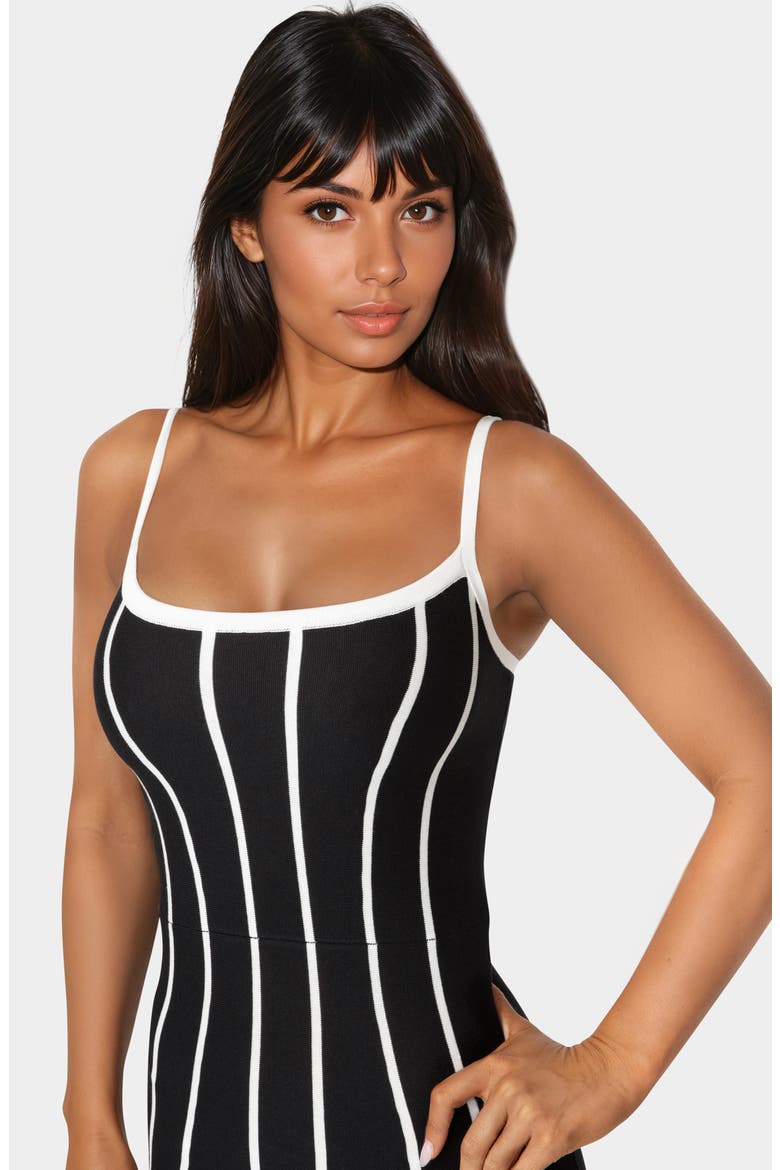 Stripe Sleeveless Body-Con Dress, Alternate, color, BLACK/ WHITE