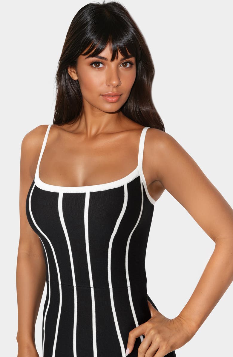 bebe Stripe Sleeveless Body-Con Dress, Alternate, color, 