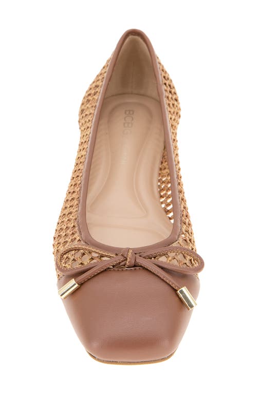 Bcbg Hartly Cap Toe Ballet Flat In Coffee Raffia
