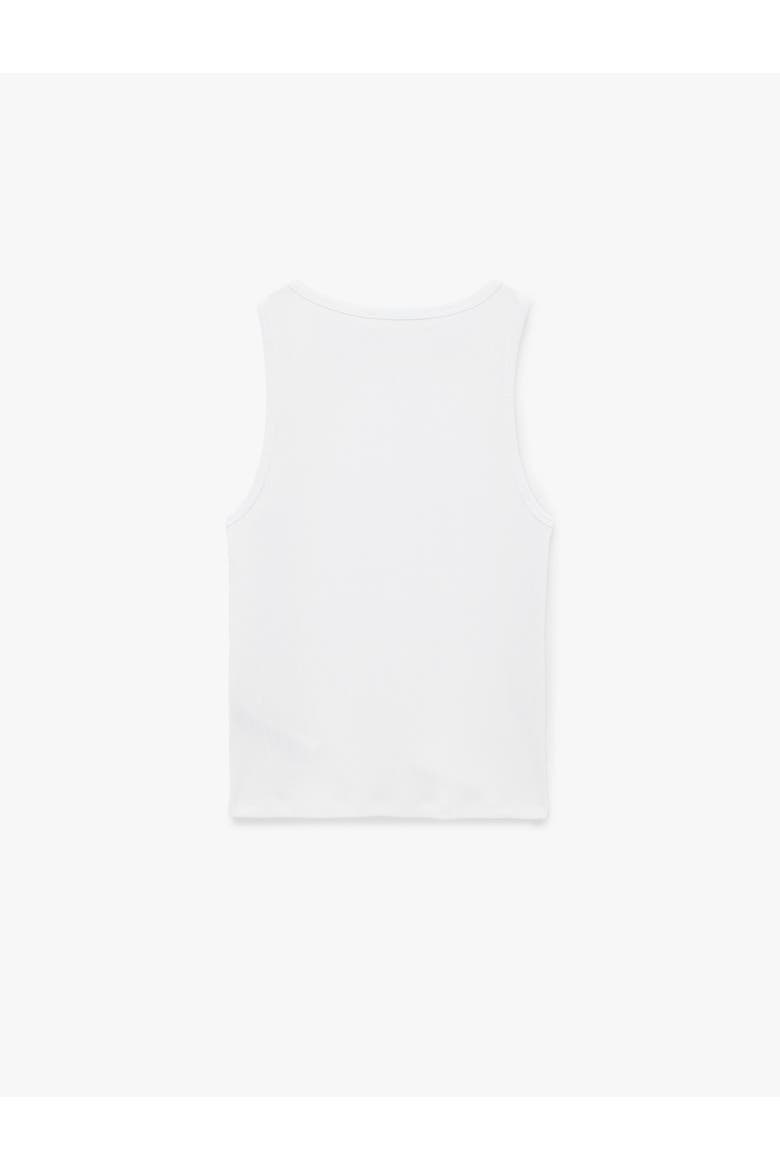 Cotton Sleeveless Crew Neck Ribbed Tank Top, Alternate, color, WHITE
