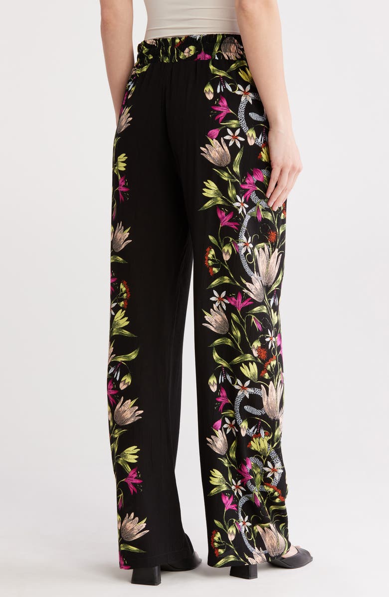 T Tahari Print Pants, Alternate, color, Black Floral Border Print