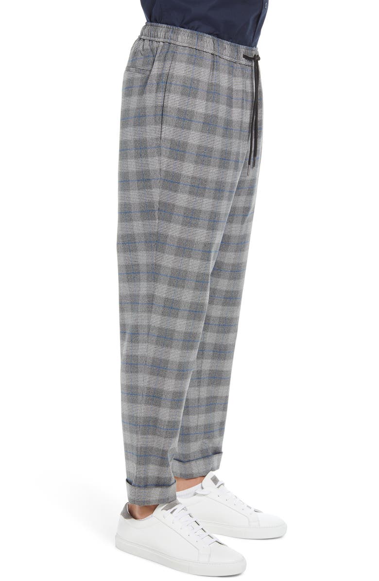Open Edit Men's E-Waist Plaid Stretch Pants, Alternate, color, Blue Pop Plaid