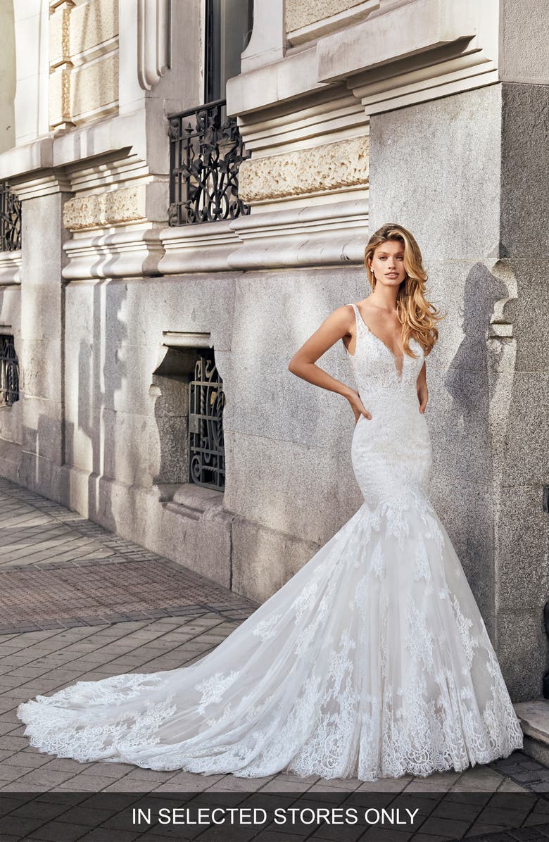 Aire Barcelona Nikki Lace Mermaid Wedding Dress, Main, color,