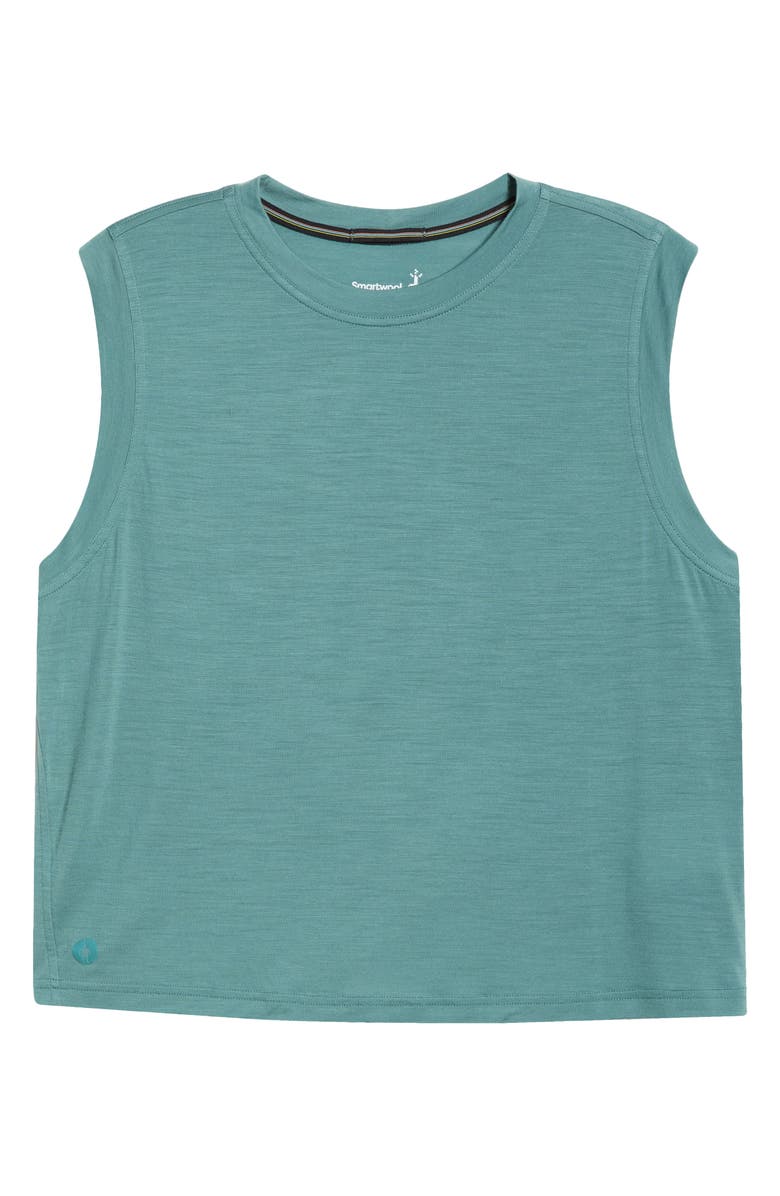Smartwool Active Ultralite Crop Tank, Main, color, Dusty Teal