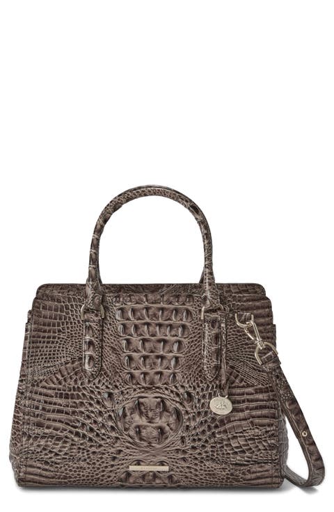 Small Finley Croc Embossed Leather Satchel