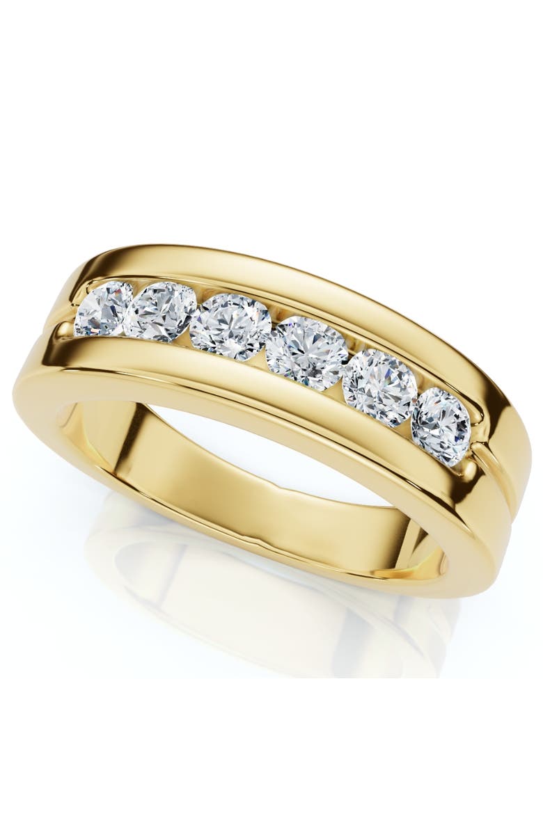 Men's 5/8Ct Diamond 6-Stone Polished Wedding Ring Lab Grown 10k Gold, Main, color, 10k Yellow Gold