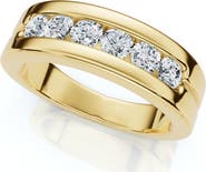 Bliss Diamond Men's 5/8Ct Diamond 6-Stone Polished Wedding Ring Lab Grown 10k Gold