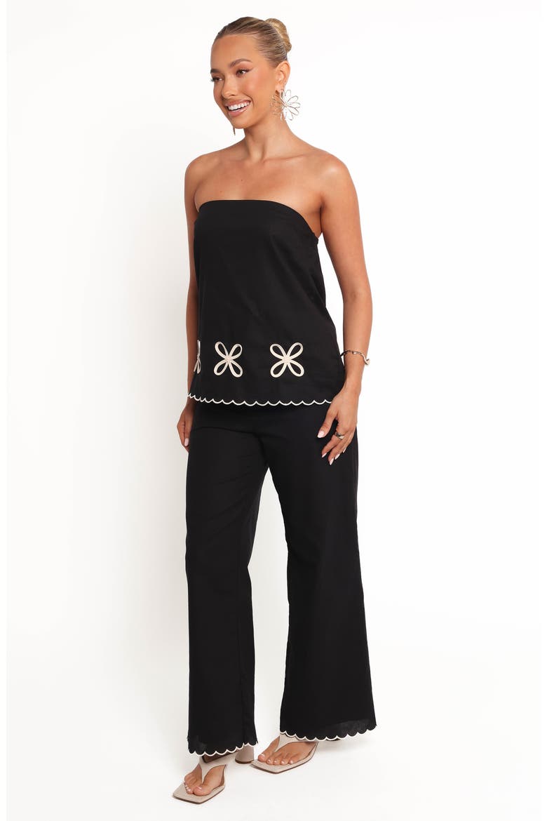 Semika Scalloped Hem Wide Leg Pants, Alternate, color, BLACK