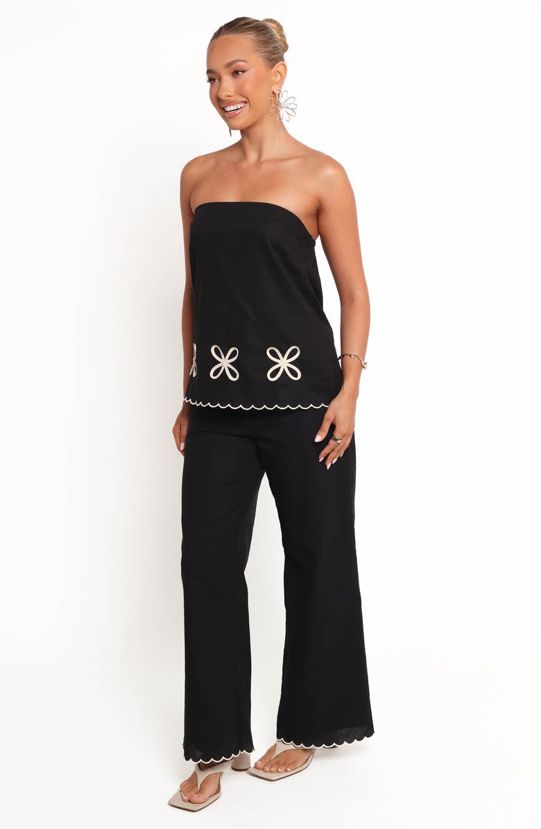 Petal & Pup Semika Scalloped Hem Wide Leg Pants, Alternate, color, Black