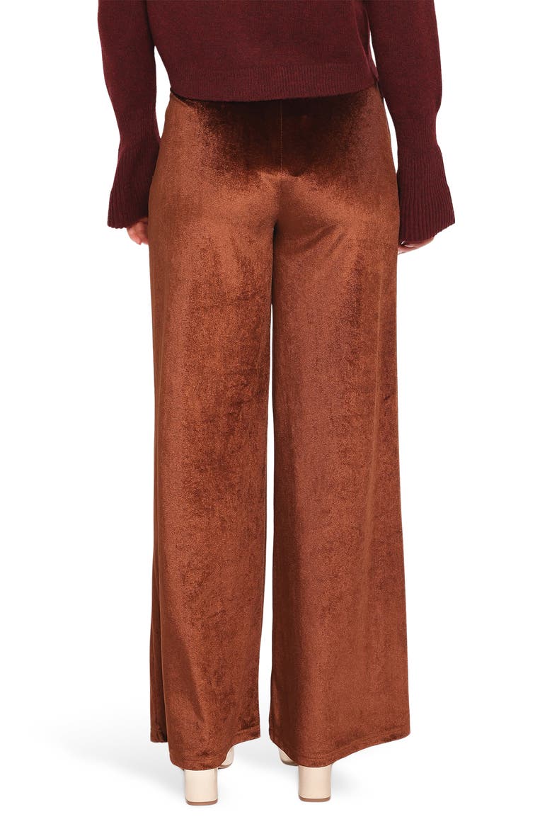 Riley Stretch Velvet Wide Leg Pants, Alternate, color, CHOCOLATE