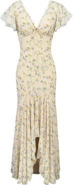 HOUSE OF CB Amina Floral Georgette High Low Cocktail Dress