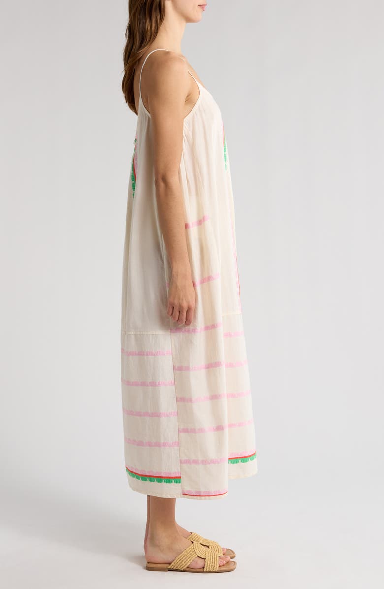 lemlem Nia Stripe Pleated Cotton Cover-Up Slipdress, Alternate, color, Kibebi Fragaria