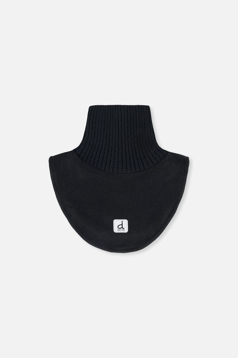Bib Turtle Knit & Polar Fleece Neckwarmer, Main, color, Noir