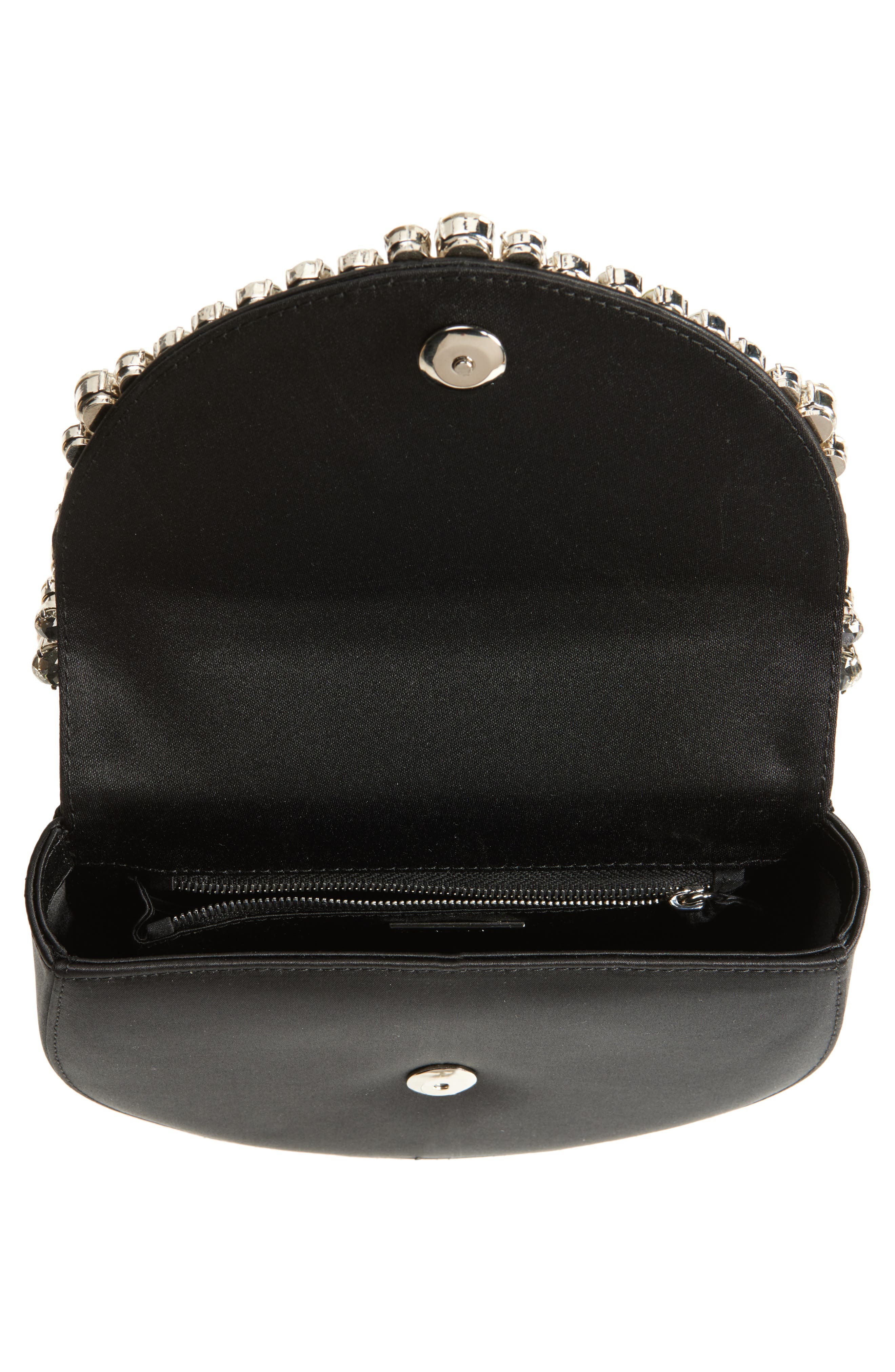 L’alingi Eternity Flap Embellished Satin Clutch, Alternate, color, Black