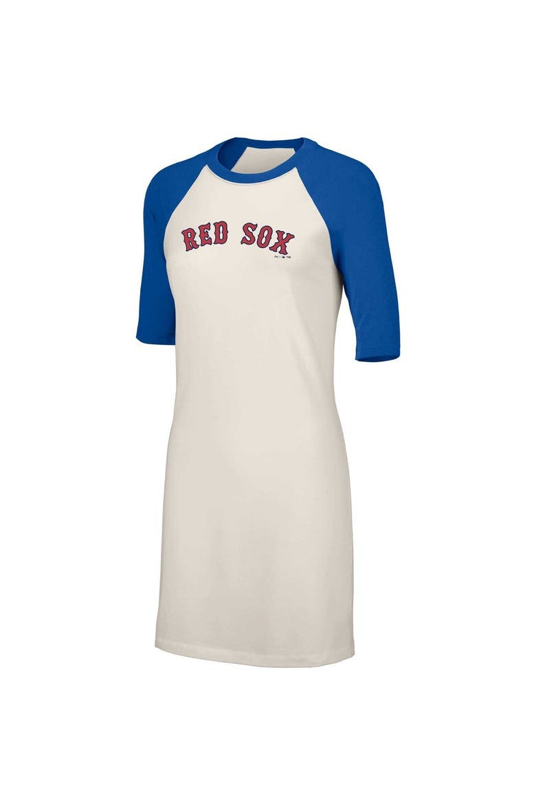 Women's Lusso  White Boston Red Sox Nettie Raglan Half-Sleeve Tri-Blend T-Shirt Dress, Alternate, color, White