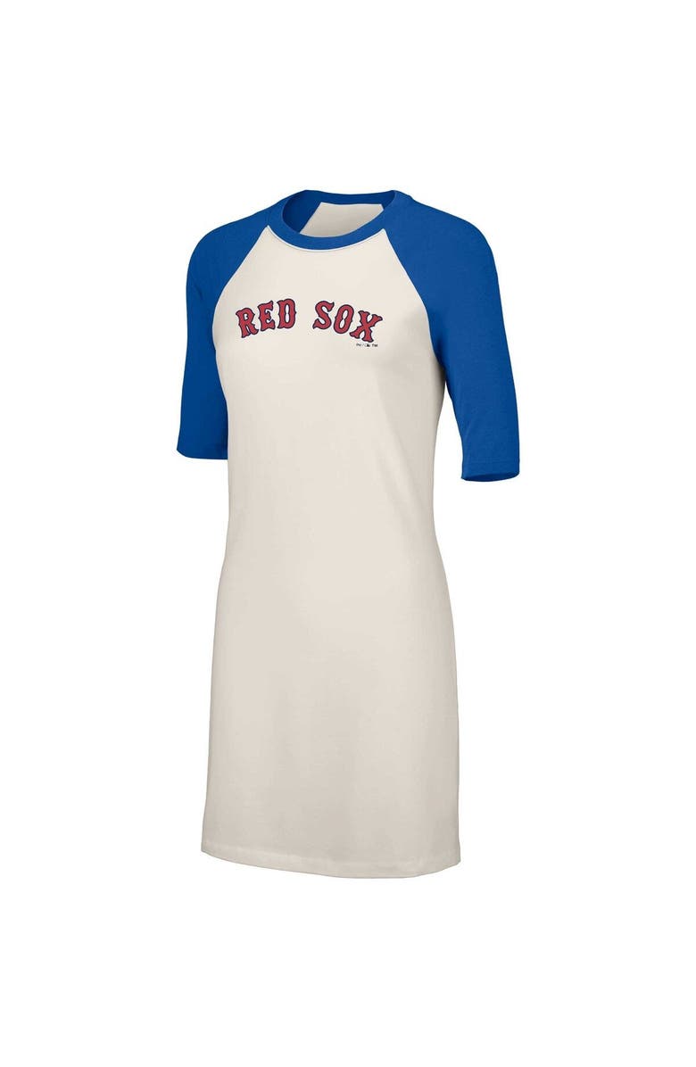 LUSSO Women's Lusso  White Boston Red Sox Nettie Raglan Half-Sleeve Tri-Blend T-Shirt Dress, Alternate, color, White
