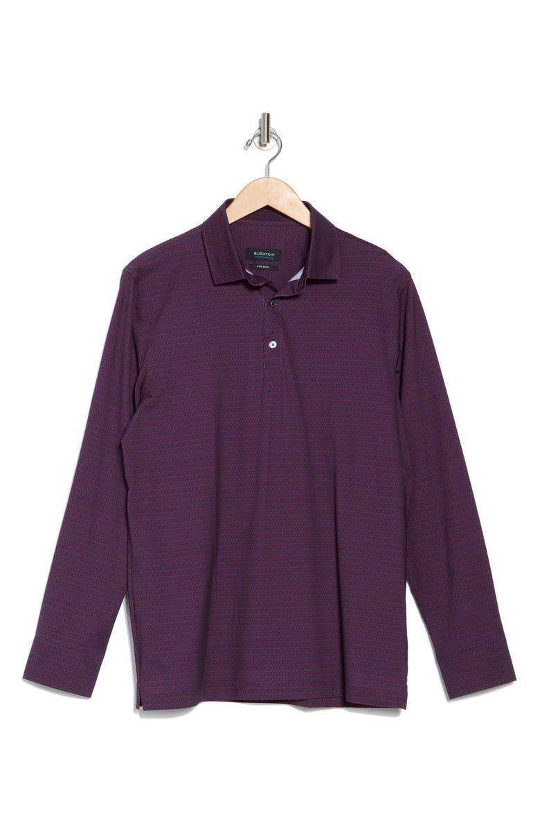 Bugatchi Long Sleeve Stretch Cotton Knit Polo, Alternate, color,