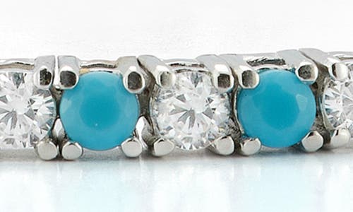 Shop Chloe & Madison Chloe And Madison Crystal & Faux Turquoise Tennis Bracelet In Silver