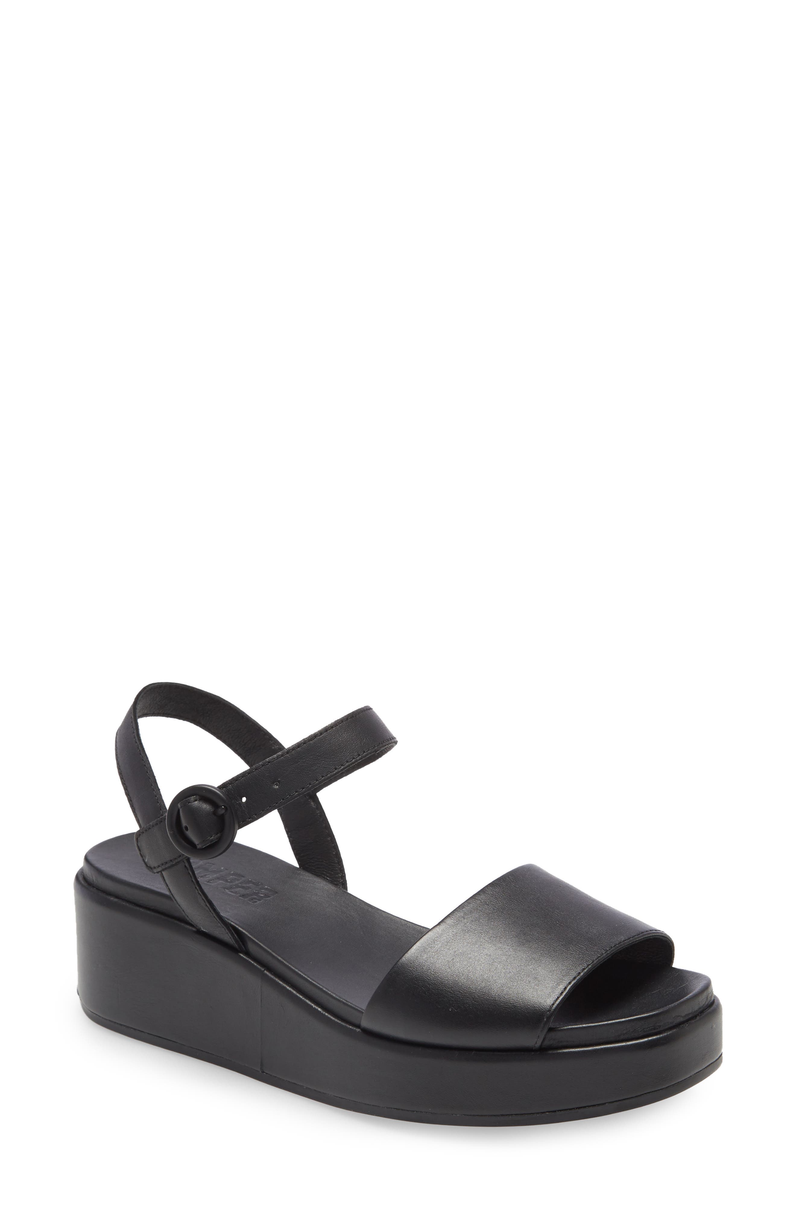 Camper Misia Platform Wedge Sandal, Main, color, New Black Leather