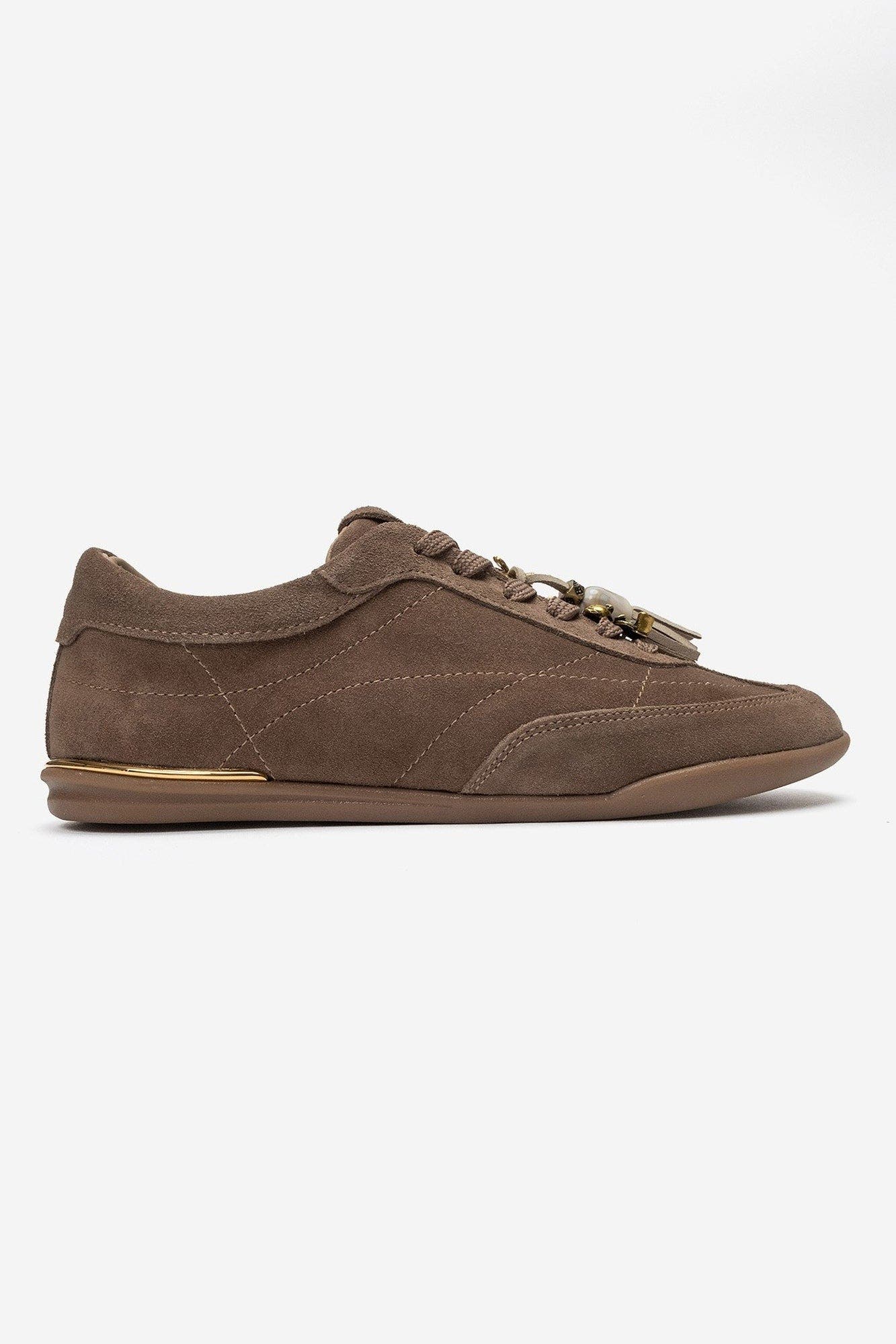 Anderson Leather Tassel Sneaker, Alternate, color, Mink Suede