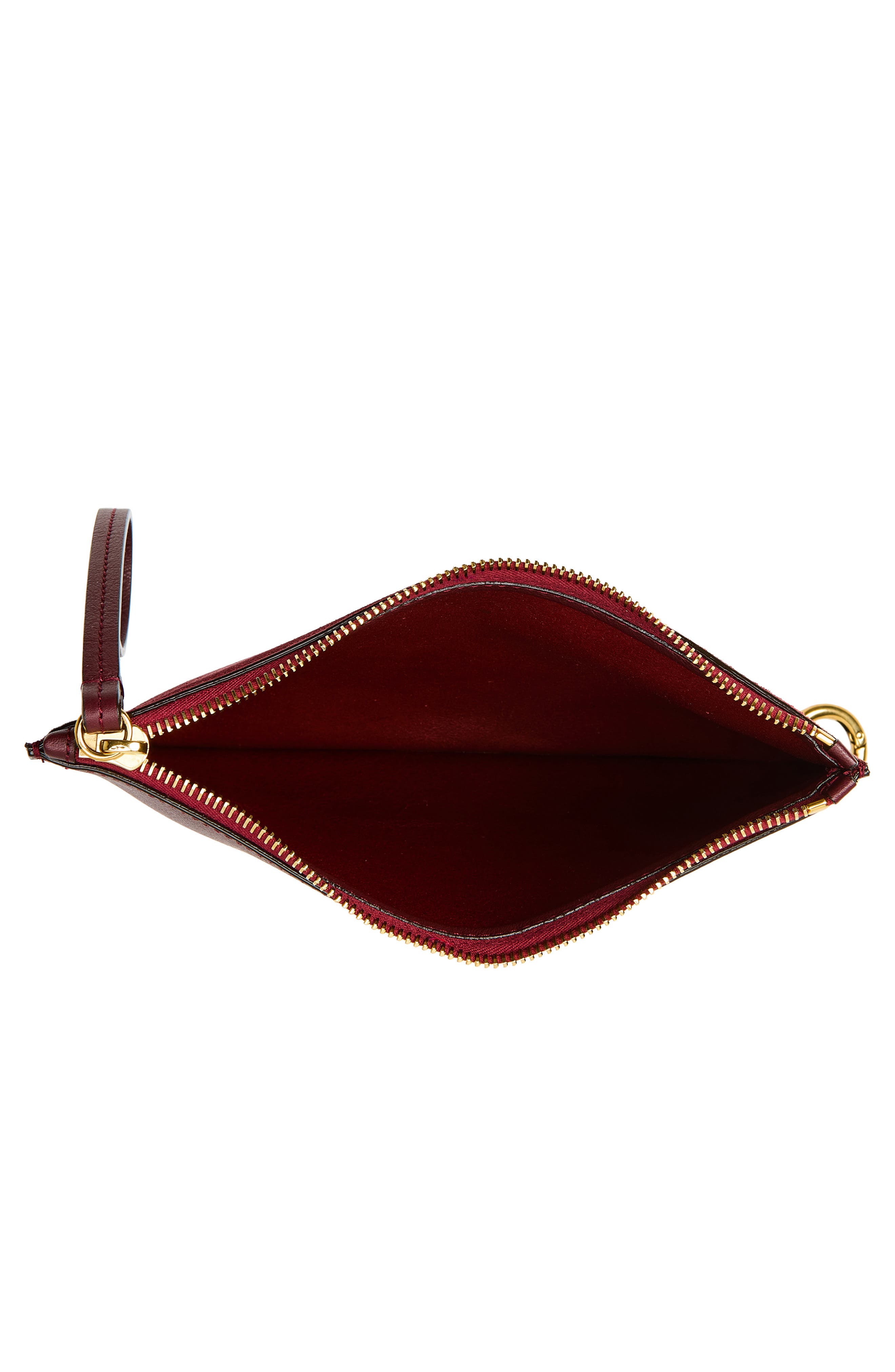 Spin Suede & Leather Zip Pouch, Alternate, color, BURNT RED