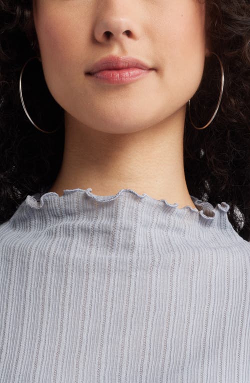 Bp. Lettuce Edge Mock Neck Long Sleeve Rib Top In Grey Weathervane