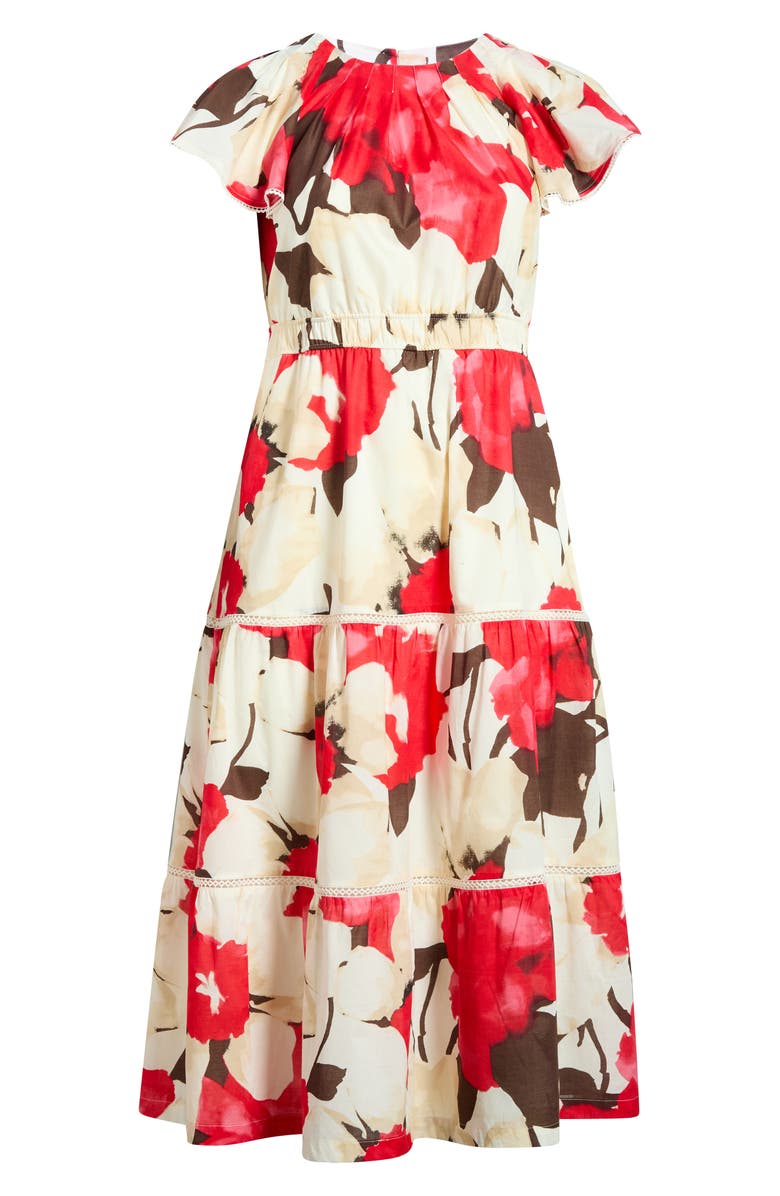 Anne Klein Floral Print Tiered Midi Dress, Alternate, color, 
