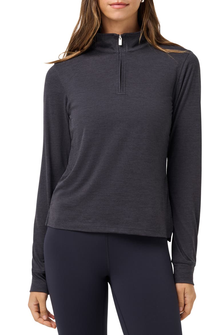 Skyloft Light Performance Quarter Zip Top, Main, color, HEATHER BLACK