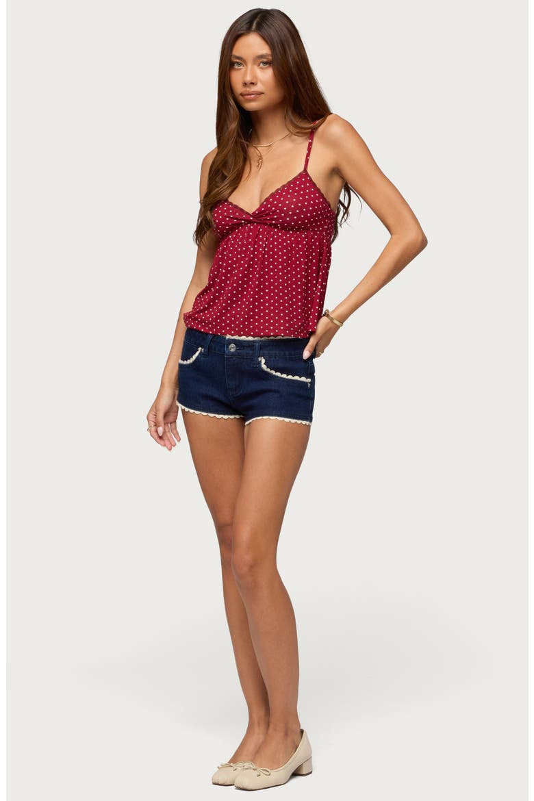 Belen Polka Dot Lace Trim Top, Alternate, color, BURGUNDY-AND-WHITE