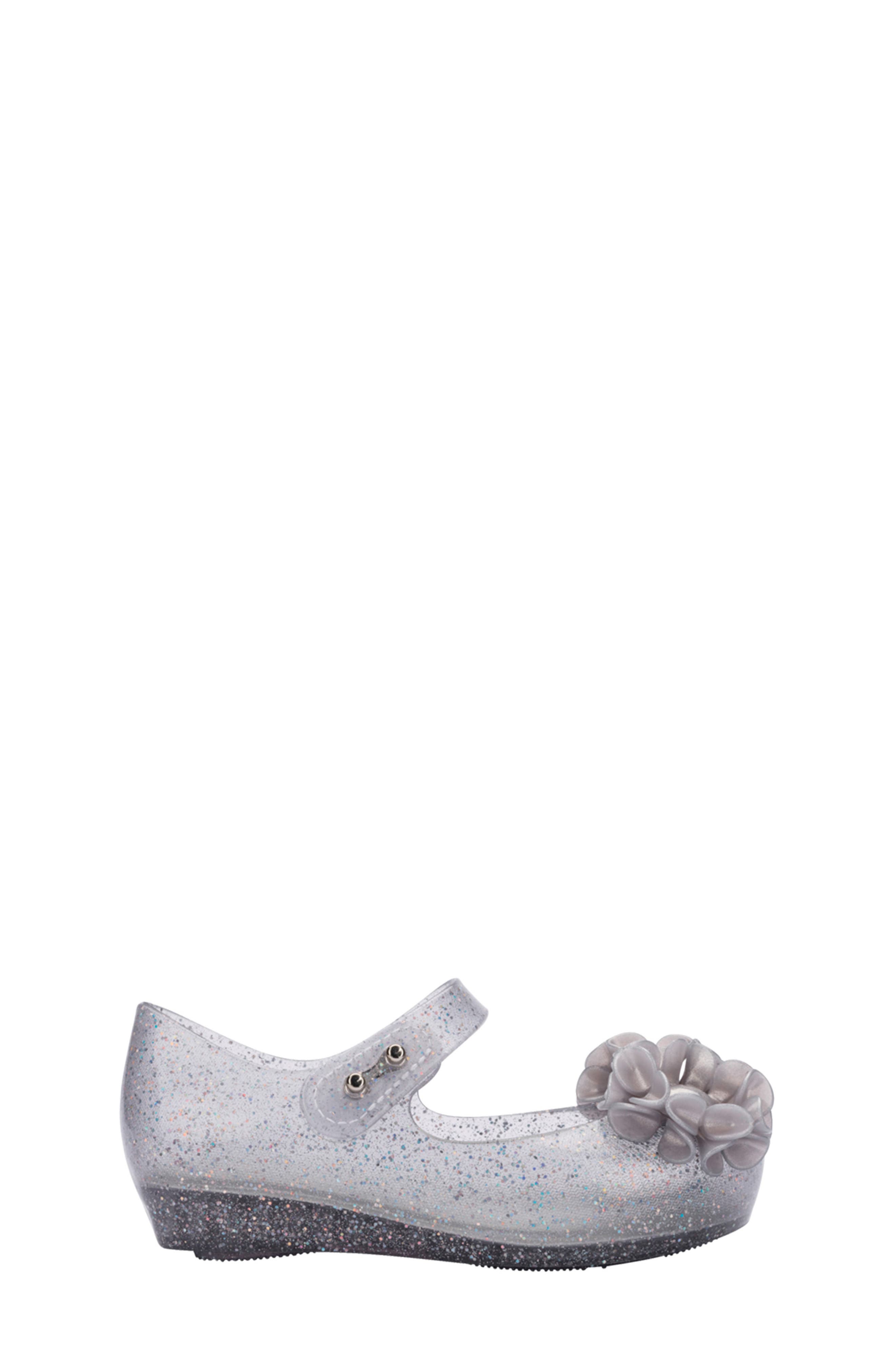 Mini Melissa Kids' Mini Ultragirl Springtime Mary Jane Flat, Alternate, color, Clear Glit